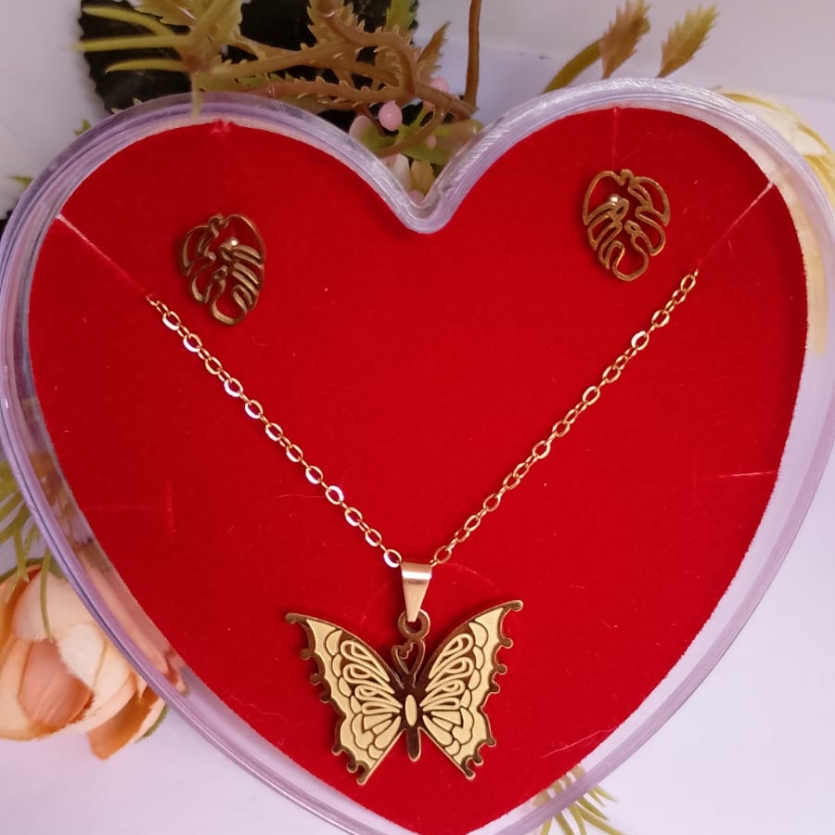 Conjunto borboleta dourada.