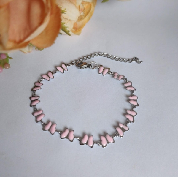 Pulseira borboletas em aço inoxidável