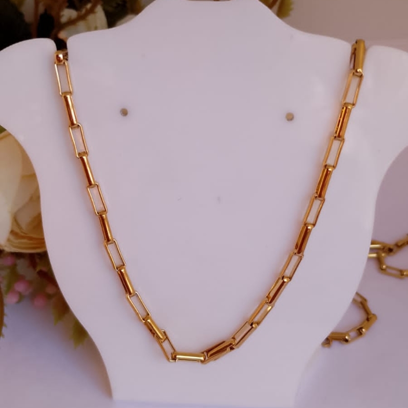 Corrente Masculina Estilo Cartier Banhada a Ouro